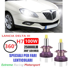 LANCIA DELTA III FARI LENTICOL LAMPADE LED H7 12V 25 KLM Modello 360° ULTRAWHITE