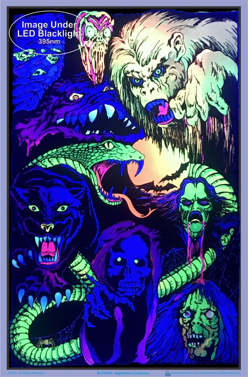 Nightmare Creatures Blacklight Poster - Flocked - 23