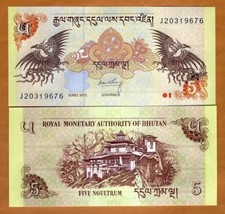 Bhutan, 5 Ngultum, 2015, P-28c, UNC - ornate