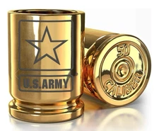 Engraved U.S. Army Old Southern Brass 50 Cal Shot Glass Glasses - Set of 2 Gold