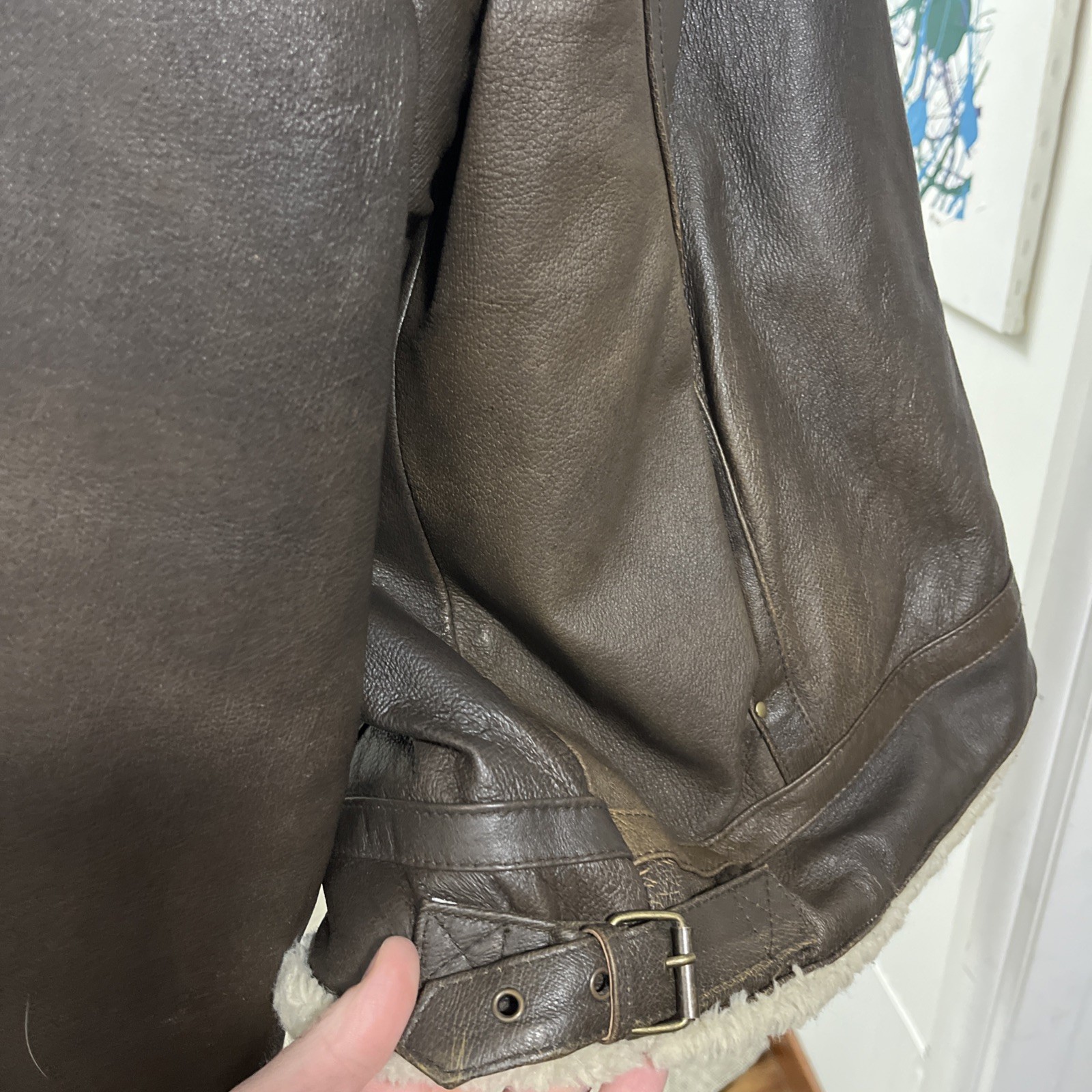 Vintage B3 Aviator Bomber Jacket Brown Genuine Wilson Leather Mens Large image 3