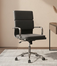 Schreibtischstuhl Eames-Stil drehbar dunkelgrau Leinen