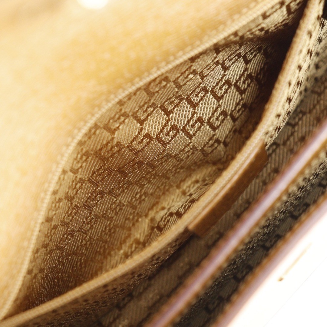 Gucci G Buckle Calf Brown Shoulder Bag Women Used 17cm thumbnail 6