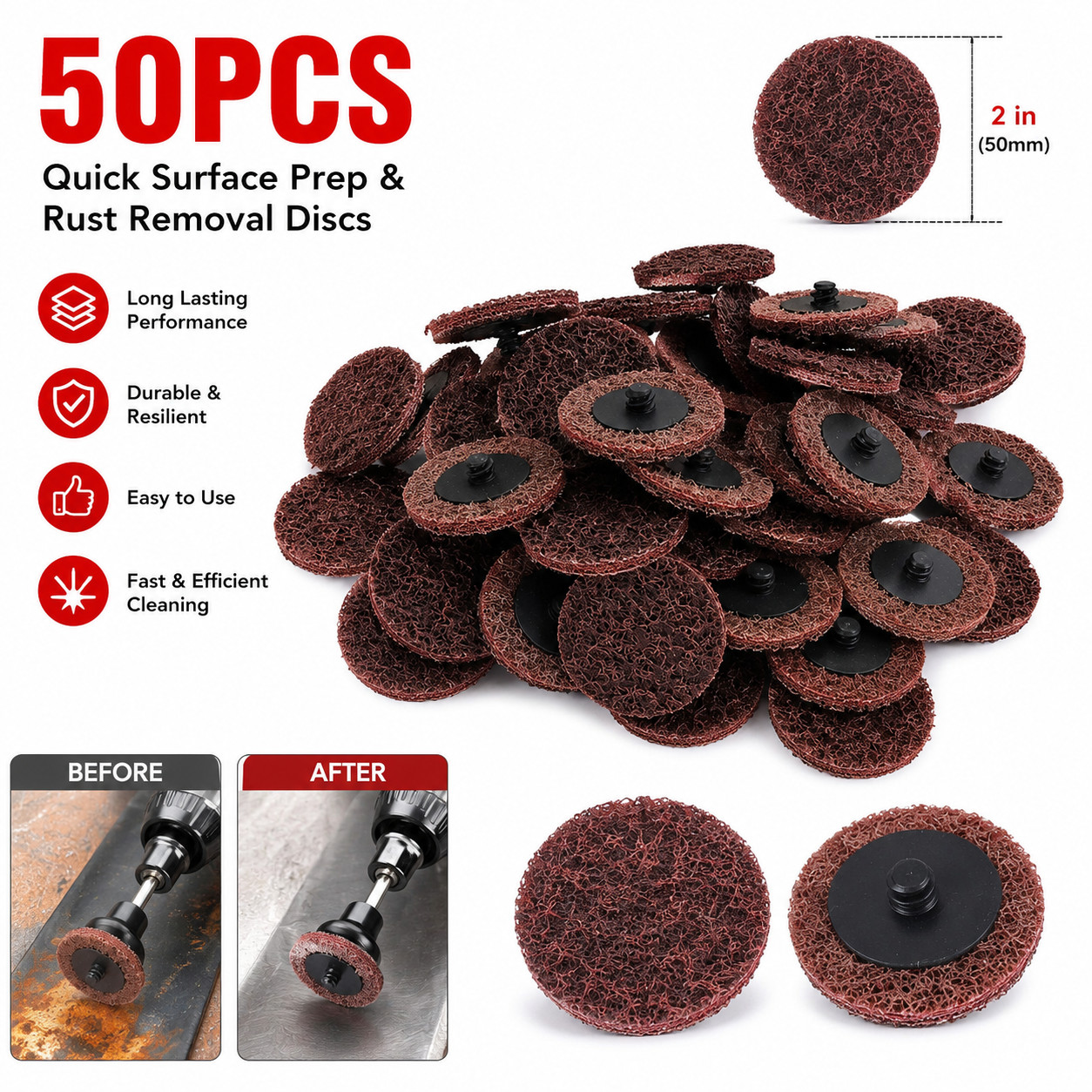 50x 2in Medium Quick Change Surface Conditioning Sanding Disc R-Type Die Grinder