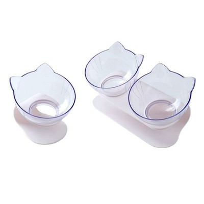Pet Adjustable Tilting Bowl Cats Dogs Feeding Water Container Single Double