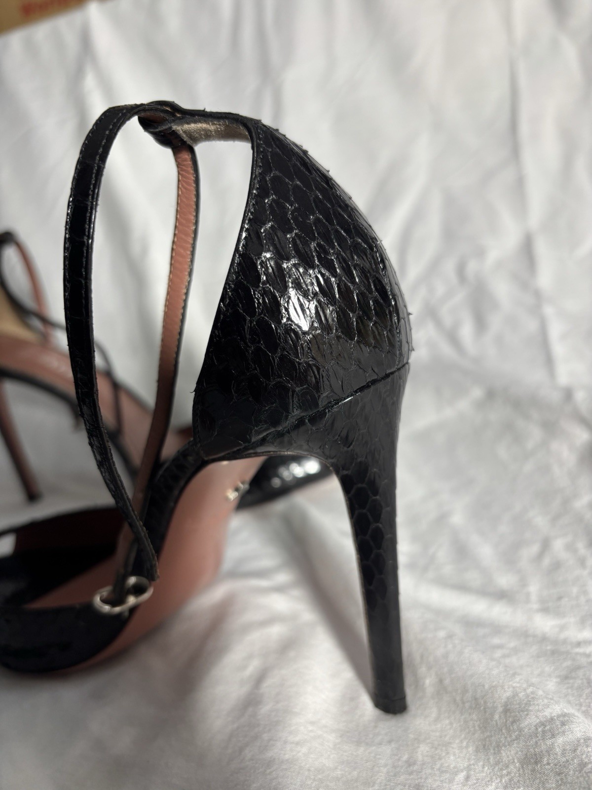 Bally black python leather 4-inch high heels size… - image 5