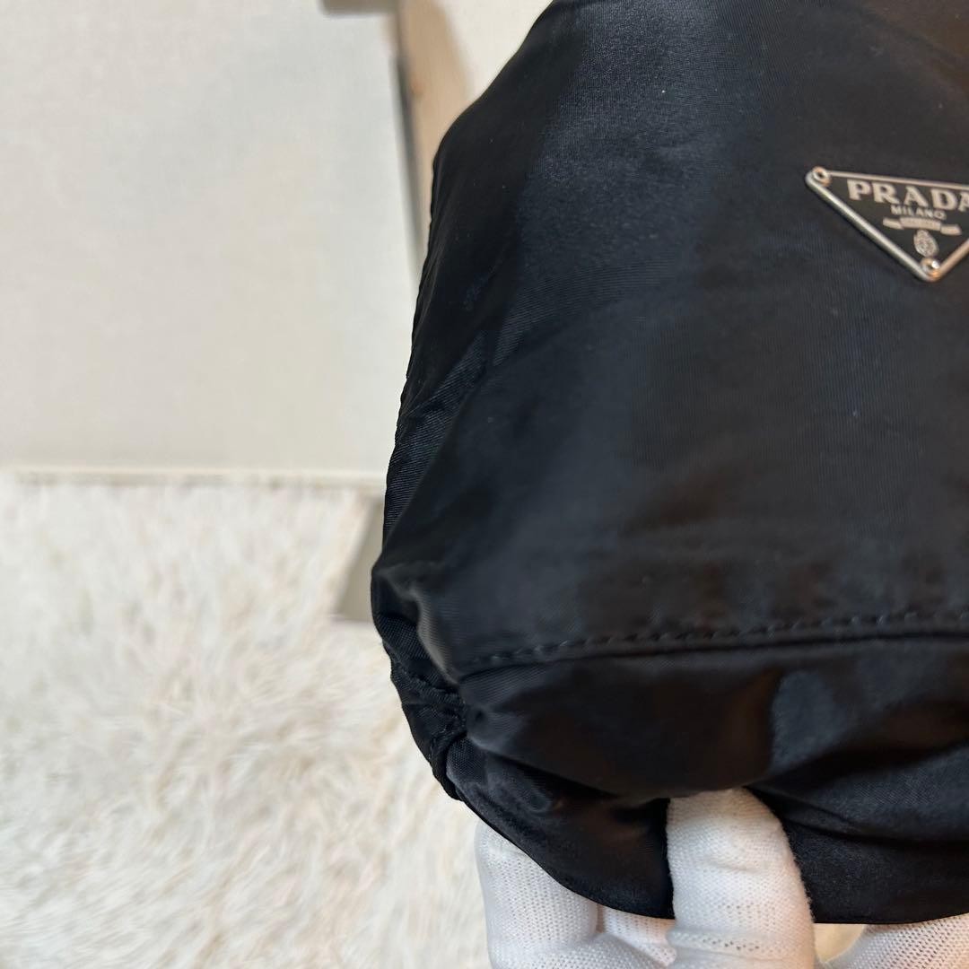 Prada Nylon Black Triangle Logo Drawstring Pouch … - image 10