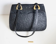 Black emboss leather hand bag Yves Saint Laurent