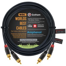 20 Foot RCA Cable Pair - Gotham GAC-4/1 (Black) Star-Quad Audio Interconnect ...
