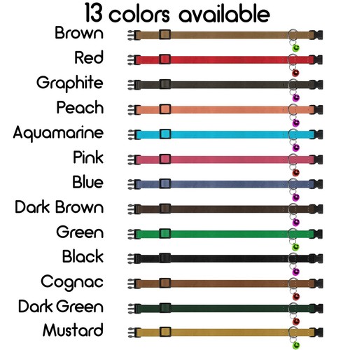 Breakaway Cat Collar Leather Soft Adjustable Pet Kitten Collars with Bell Pin... - Picture 3 of 9
