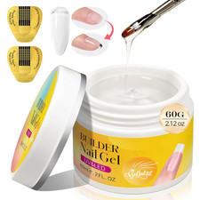 Builder Gel for Nails, 60G Clear Hard Gel for Nail Extension with 10 Nail Forms,