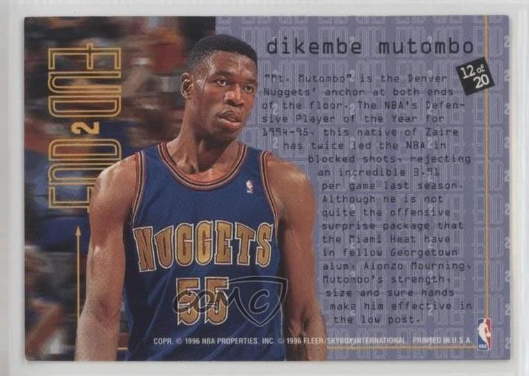 1995-96 Fleer End 2 End Dikembe Mutombo #12 HOF - Image 2 of 2