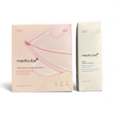 Medicube Skincare Set  Zero Foam Cleanser + 4-Pack PDRN Salmon DNA Pink Gel Mask