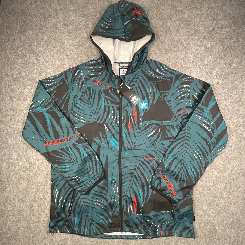 Adidas скейтбординга ветровка толстовка с капюшоном мужской большой полный молнии сетки подкладка новый с Ярлыками - Изображение 2 из 4