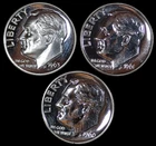 x3 1960-1963 Proof Silver Roosevelt 10C Dimes -  Choice Proof PF Coins - SKU#684