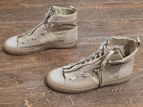 John Varvatos , Tan Suede Zip Mid Top Bootleg Sneakers, Men’s Size 9 - Picture 3 of 8