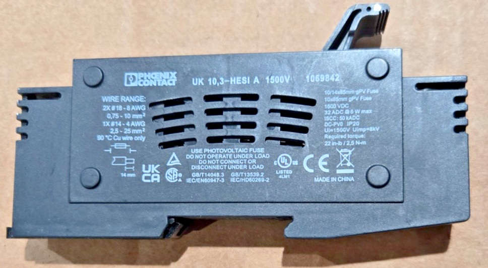 NEW Phoenix Contact Uk 10.3 Hesi Fuse Block Holder 1-Pole 30 Amp