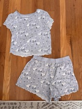 American Eagle Snoopy Peanuts Plush Blue Spring Pajamas Set, Size Medium