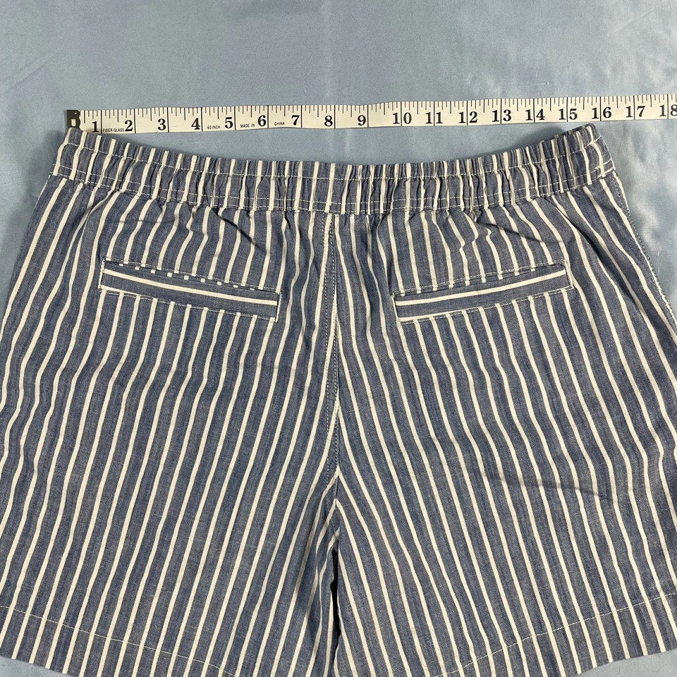Pantalones Cortos LL Bean Favorite Fit Azul Rayas Cintura Elástica Para Mujer Talla 10 Regular Foto 3 de 4