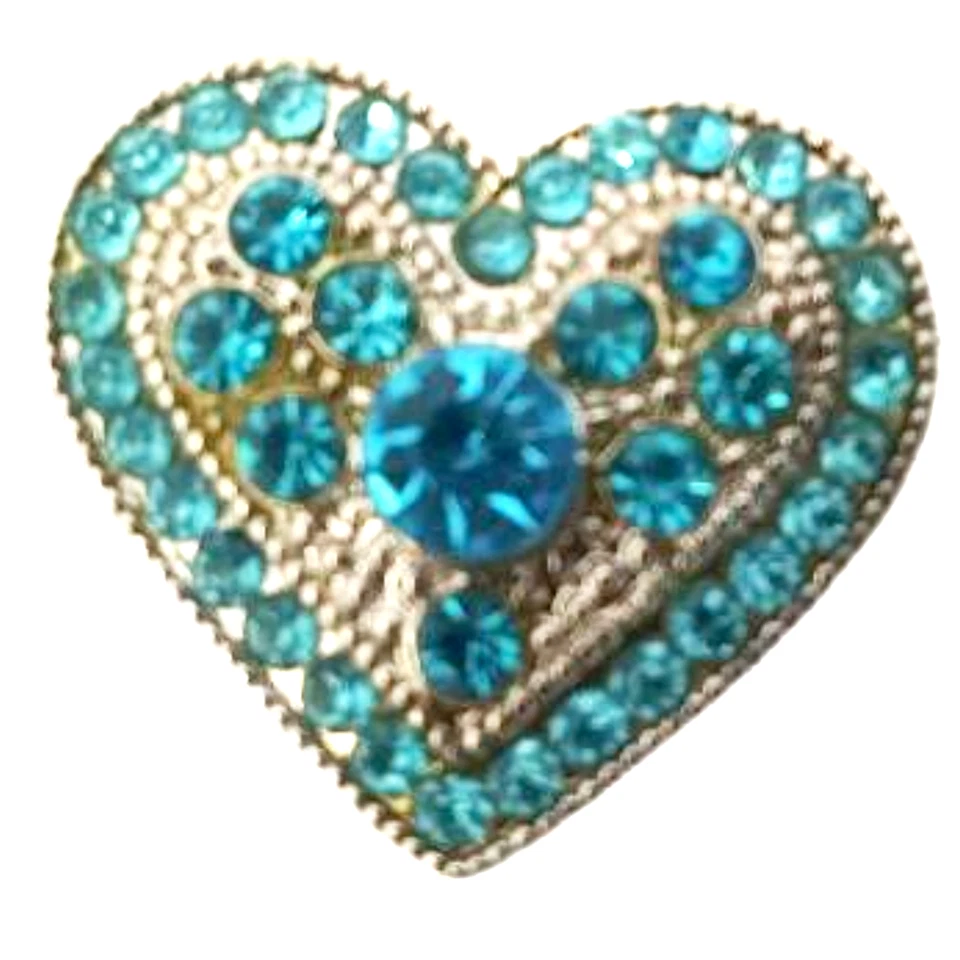 Dije en forma de corazón de plata verde azulado joyería broches de presión de jengibre Foto 2 de 4