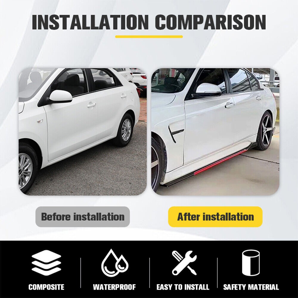 Glossy Black Look 86.6" Side Skirt Extension Spoiler Splitter For bmw 5 Serie