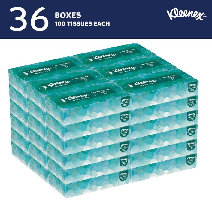Kleenex Professional 2-Ply Flat Facial Tissue Boxes 100 Sheets 36/Case
