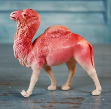 Vintage Pink Celluloid Nativity Camel Figurine Red Rhinestone Eyes Stamped Japan