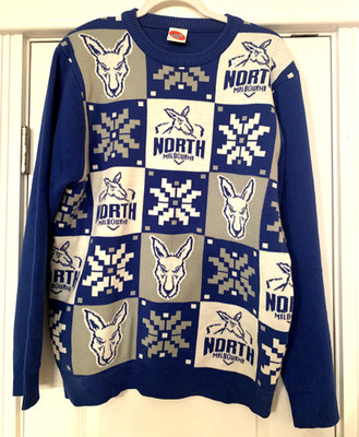 North Melbourne Kangaroos Official AFL Sweater Mens Large Blue & White
