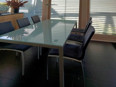 Esszimmer-Tisch Glas BoConcept Dän. Design 180x90 & 6 passende Stühle