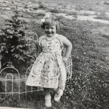 Photo Smiling Girl Nice Classic Dress Fashion Portrait c1950s Vintage