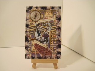 compass cone people Original Collage 4 x 6 inch art Outsider Naïve Fantasy Dada