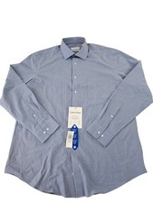 LARGE - 16-16.5 34/35 - BLUE - Calvin Klein Men's Soft Multi Stretch Dress Shirt