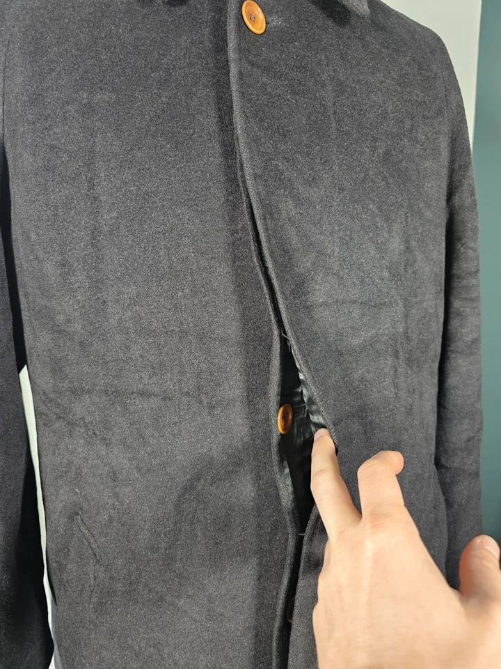 CP Company 1980's Wool & Cashmere Overcoat UK 46R Black Massimo Osti Vintage XL - Image 4 of 4