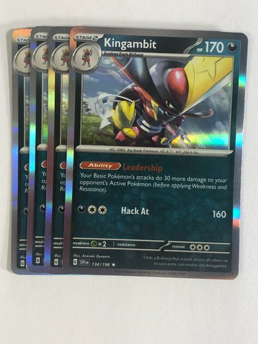 Pokemon TCG Scarlet & Violet 4x Playset Holographic Kingambit 134/198 Near Mint
