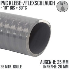 PVC Klebeschlauch Flexschlauch Schwimmbadschlauch Flex Teich 25 x 20 mm - 25 m