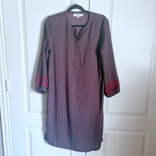 Loft Purple Blue Block Print Shift Dress Knee Length Size Medium