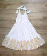 Posh Peanut Boutique Girls 8 Cream Lace Big Skirt Halter Top Dress Oopsie Daisy