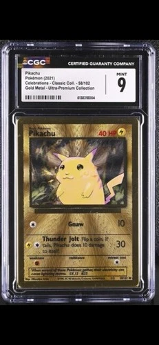 2021 Celebrations UPC - Classic Coll. GOLD METAL Pikachu #58/102 CGC 9