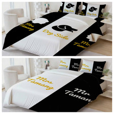 3D Dog Woman Man Letter Black White Quilt Cover Duvet Cover Comforter set