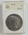 1921 Peace Dollar 50C Anacs MS62 Old Slab 90's Gen 2