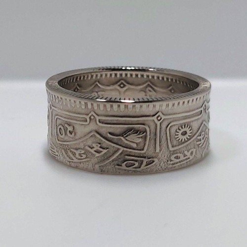 Nepal Coin Ring Hindi Amulet Wide Size 21mm Collector's Coin Jewelry Used - Imagen 3 de 10