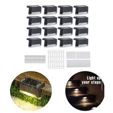 16 Pack Solar Power LED Deck Stair Lights Outdoor Path Garden Stairs Step Fence