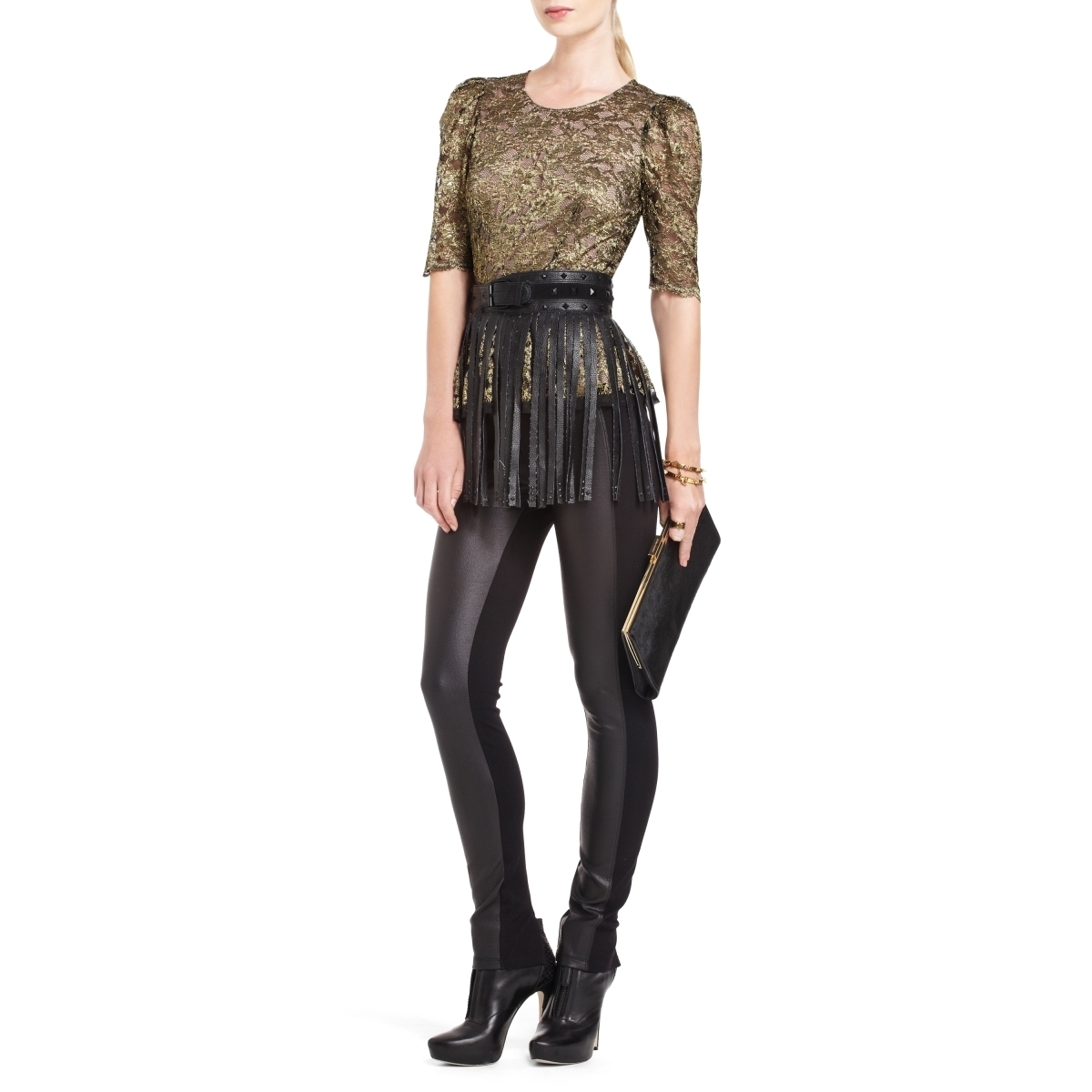【BCBG MAXAZRIA】かっこいいオシャレ♪ジャケット ワンピース NEW BCBG MAX AZRIA NIMI BLACK GOLD LACE ZDP1N941 TOP SIZE 4