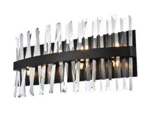 Wall Sconce Black Bathroom Vanity Crystal 8 Light Lighting Fixture 24"
