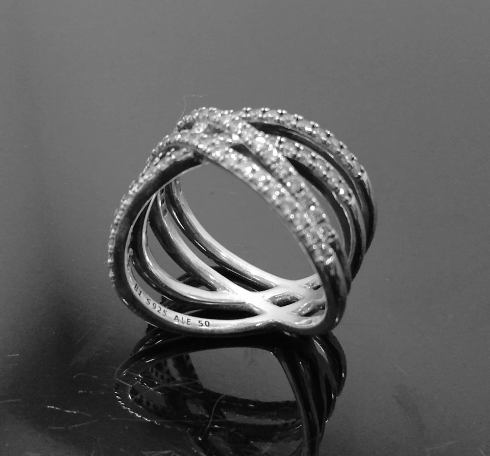 ANELLO PANDORA ORIGINALE "LINEE COSMICHE" 196401CZ-50 ARGENTO 925 DONNA - Immagine 2 di 4