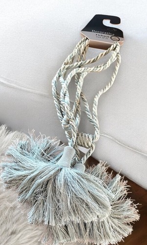 Drapery Tie Back Rope/Tassel Pair :Sea Mist Green Made In India, Vatican Homes - Picture 1 of 6