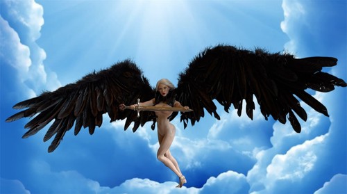 LUCIFER LXF1701 Wings Of Fallen échelle 1/6 femelle ange noir corbeau ailes sombres