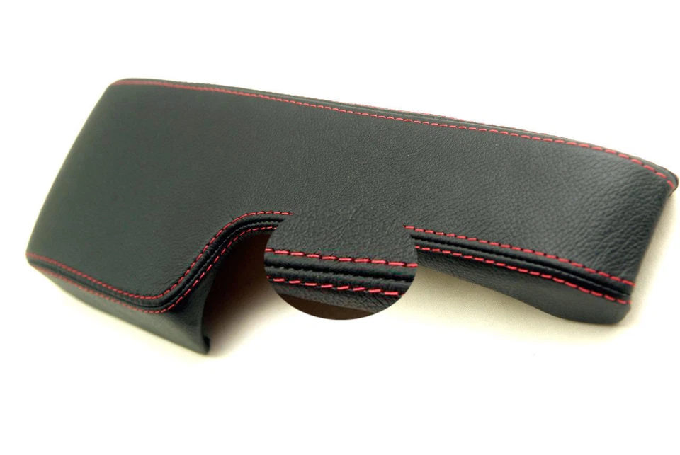 Reposabrazos de consola central cubierta de cuero sintético para Honda Civic 01-05 puntada roja Foto 3 de 4