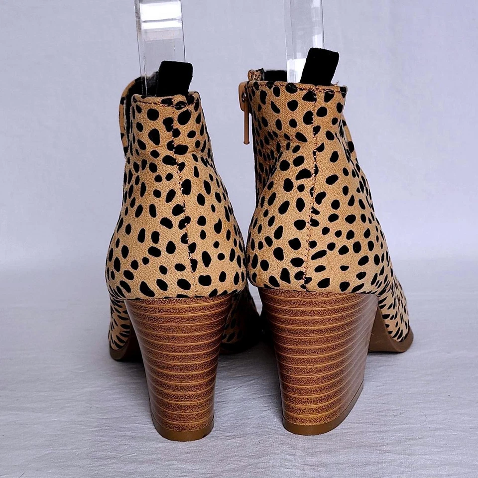 QUPID NAVA GAMUZA CAMEL NEGRO LEOPARDO CHOP OUT CREMALLERA BOTINES MUJER 6 Foto 4 de 4