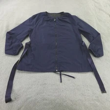 Max Mara Weekend Jacket Womens 12 Navy Blue Reversible Belted